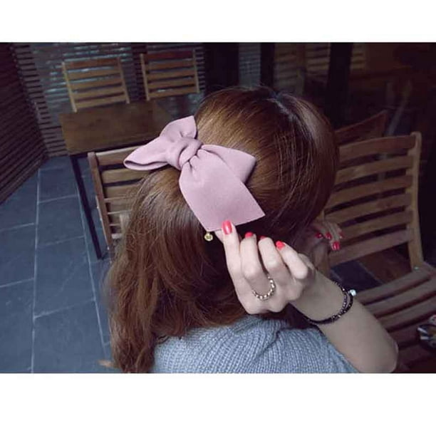 set pack 2 Pink sparkle BOW 3.5" wide barrette hair clip gator claw kawaii cute